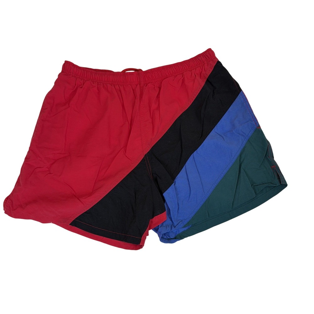 Y2K Vintage St. John's Bay Swim Trunks Multicolor Color Block Mens Size Large
